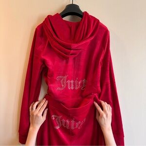 NWT Juicy Couture Red 2 piece bling velour sweatsuit US M
